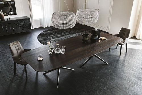 Tavolo da Pranzo in Legno Atlantis - Le basi a doppio piedistallo utilizzano forme geometriche sia per il supporto che per l'impatto visivo - Fabbricato in Italia