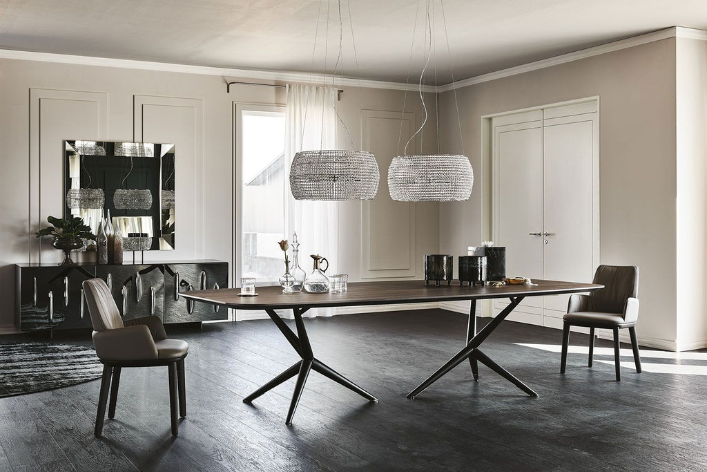 Tavolo da Pranzo in Legno Atlantis - Le basi a doppio piedistallo utilizzano forme geometriche sia per il supporto che per l'impatto visivo - Fabbricato in Italia