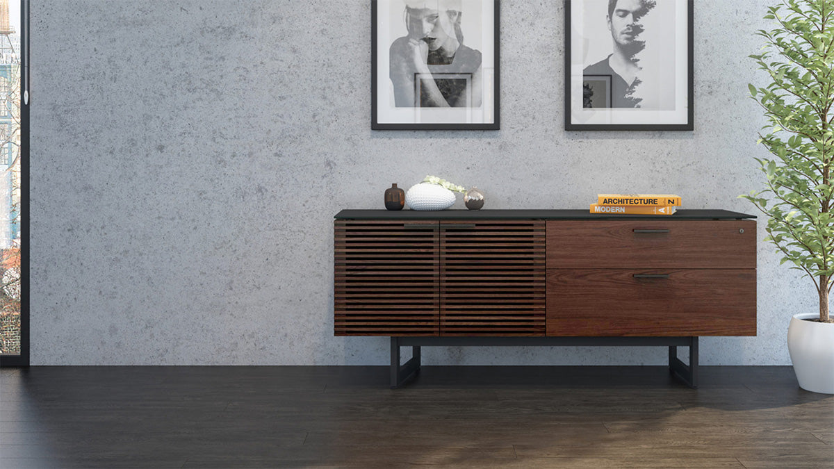 Credenza da ufficio per corridoio - Caratteristiche Ripiani regolabili Cassetto portaoggetti Archivio documenti formato letter/legale Cassetti con serratura - Linee pulite e stile raffinato