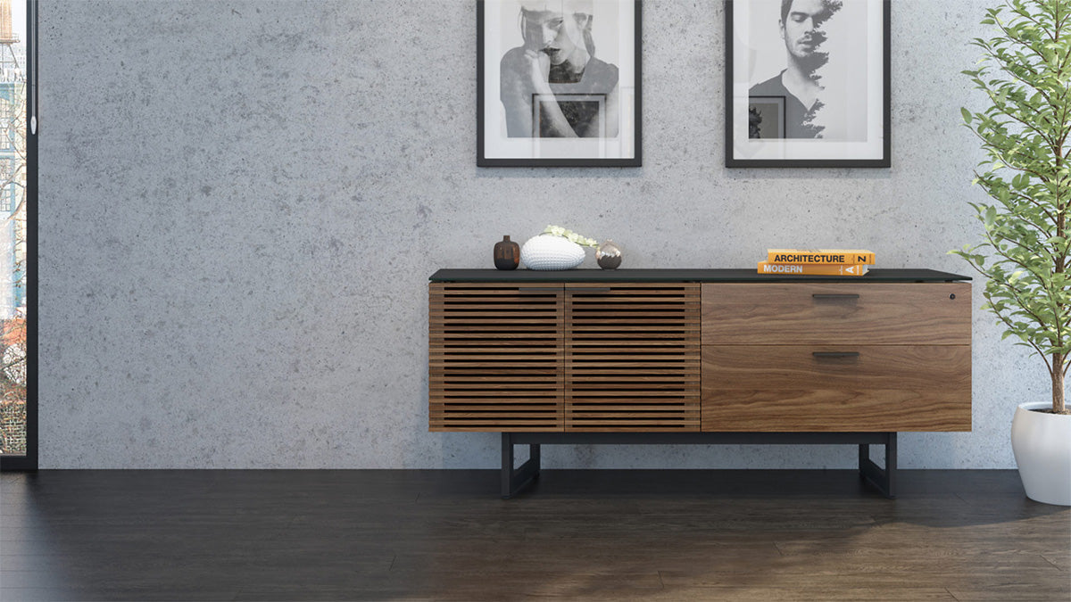 Credenza da ufficio per corridoio - Caratteristiche Ripiani regolabili Cassetto portaoggetti Archivio documenti formato letter/legale Cassetti con serratura - Linee pulite e stile raffinato