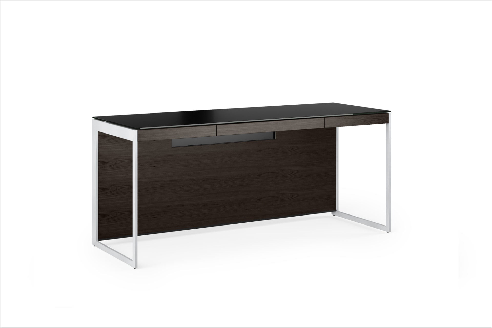 Scrivania moderna per ufficio domestico - Dotata di un pannello posteriore magnetico per l'organizzazione dei cavi e di un ampio spazio di archiviazione all'interno di una struttura minimalista.Caratteristiche: Cassetto per tastiera