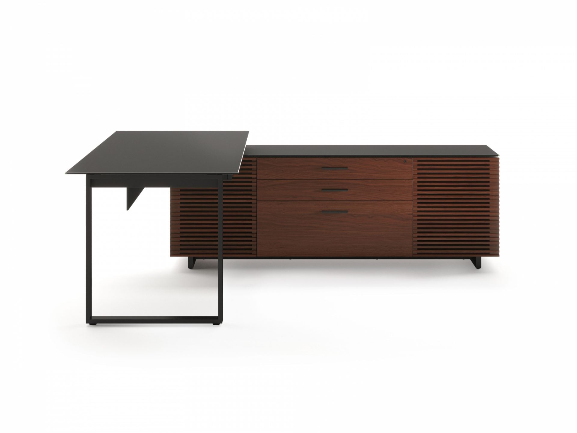 Scrivania direzionale a L Corridor – Linee pulite e stile raffinato con caratteristiche organizzative integrate – Adatta per il posizionamento ad angolo o come complemento d'arredo