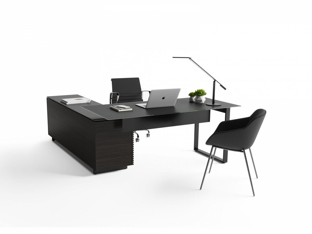 Scrivania direzionale a L Corridor – Linee pulite e stile raffinato con caratteristiche organizzative integrate – Adatta per il posizionamento ad angolo o come complemento d'arredo