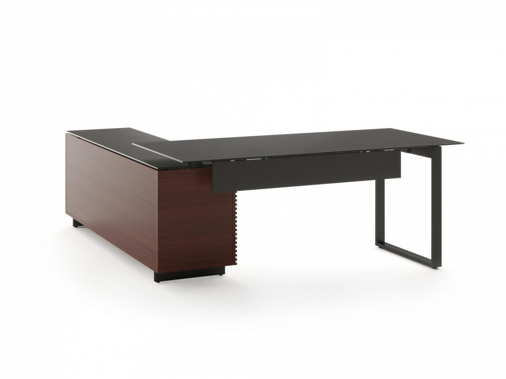 Scrivania direzionale a L Corridor – Linee pulite e stile raffinato con caratteristiche organizzative integrate – Adatta per il posizionamento ad angolo o come complemento d'arredo