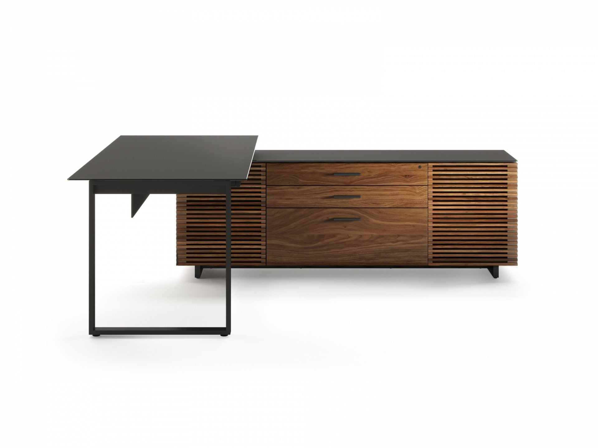 Scrivania direzionale a L Corridor – Linee pulite e stile raffinato con caratteristiche organizzative integrate – Adatta per il posizionamento ad angolo o come complemento d'arredo