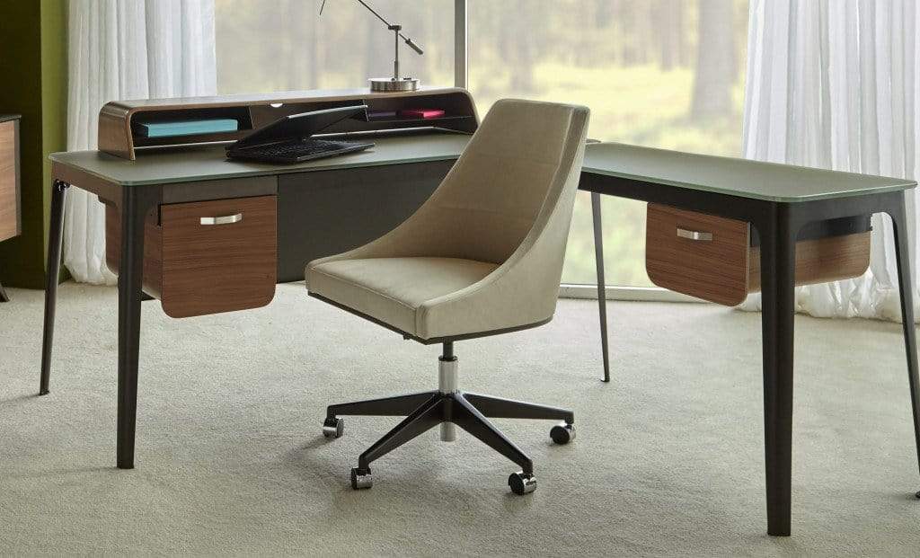 Sedia da scrivania Senna - Base girevole a cinque razze disponibile in qualsiasi finitura verniciata a polvere o alluminio lucidato. Ordine speciale - Dotata di texture sullo schienale a canali