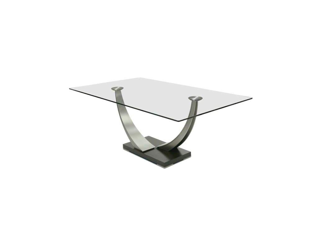 Dining Table - Understated feet provide an extra metallic accent - Base available in Rift-cut Oak or Walnut veneer