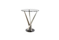 Tavolo Bistro Crystal - Disponibile con placcatura champagne o qualsiasi colore a polvere per la base in acciaio - Piano in vetro trasparente o in ceramica
