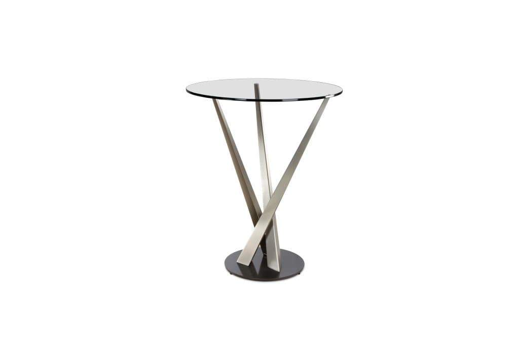 Tavolo Bistro Crystal - Disponibile con placcatura champagne o qualsiasi colore a polvere per la base in acciaio - Piano in vetro trasparente o in ceramica