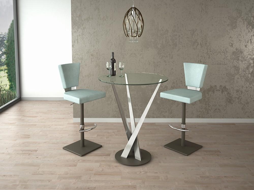Tavolo Bistro Crystal - Disponibile con placcatura champagne o qualsiasi colore a polvere per la base in acciaio - Piano in vetro trasparente o in ceramica