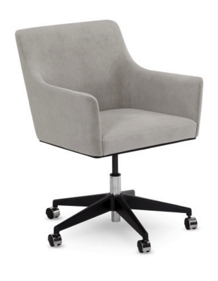 Sedia da scrivania Dunbar Desk Arm Chair - Base girevole a cinque razze disponibile in qualsiasi finitura verniciata a polvere o alluminio lucidato. Ordine speciale - Una singola cucitura sinuosa delinea