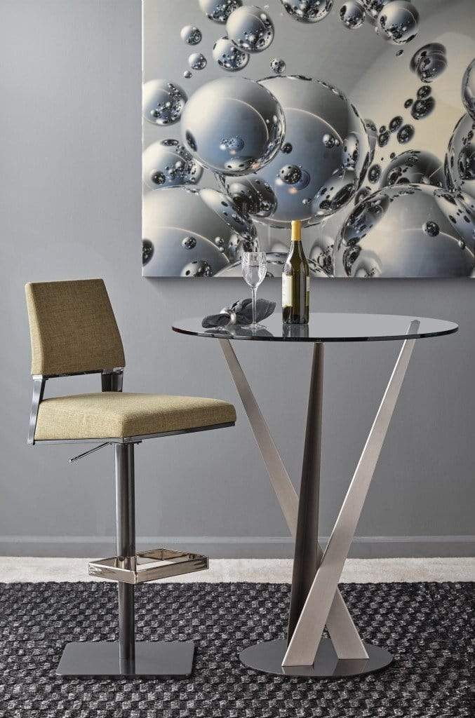 Tavolo Bistro Crystal - Disponibile con placcatura champagne o qualsiasi colore a polvere per la base in acciaio - Piano in vetro trasparente o in ceramica