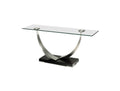 Console Table - Base available in Rift-cut White Oak or Walnut veneer - Understated feet provide an extra metallic accent