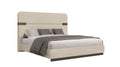 Letto matrimoniale Paramount Premium - Colore: Beige lucido con inserti in metallo marrone Materiale: Legno laccato / Testata imbottita Dimensioni: Queen 137 cm (H) x