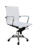 Comoda sedia da ufficio bassa bianca | J&M Furniture - Telaio cromato con rivestimento in similpelle - Bloccabile in più posizioni