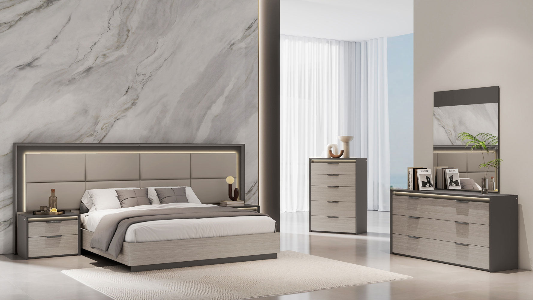Cassettiera Muse - Colore: Grigio Cacao Opaco e Rovere Bianco Materiale: Legno Laccato Dimensioni: Cassettiera: 46A x 32L x 18P Descrizione:Una cassettiera verticale