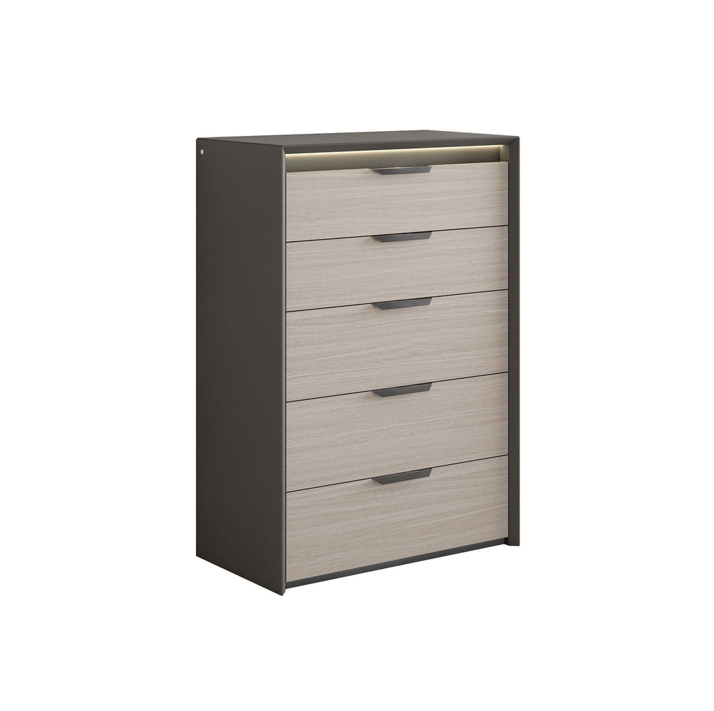 Cassettiera Muse - Colore: Grigio Cacao Opaco e Rovere Bianco Materiale: Legno Laccato Dimensioni: Cassettiera: 46A x 32L x 18P Descrizione:Una cassettiera verticale