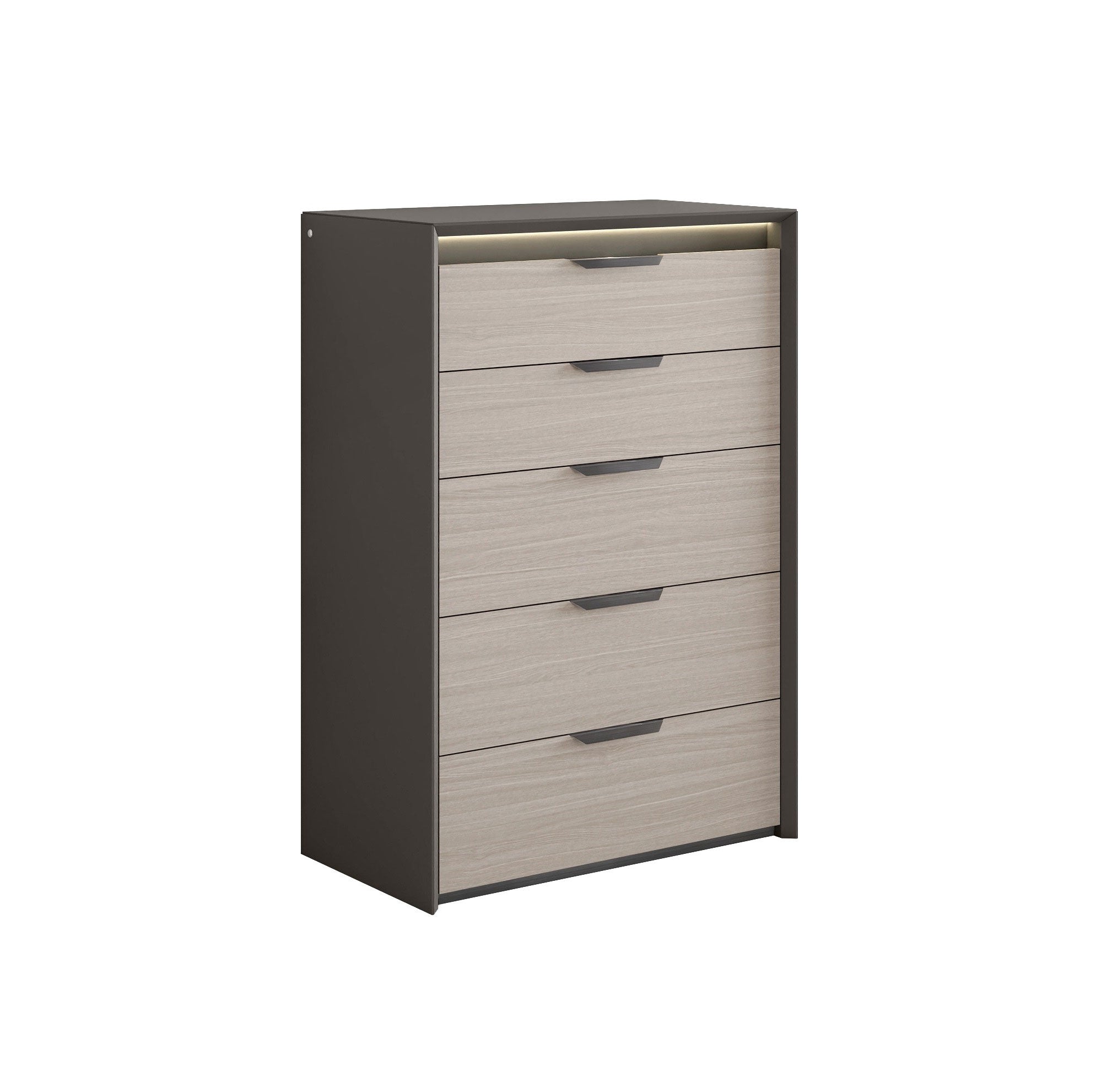 Cassettiera Muse - Colore: Grigio Cacao Opaco e Rovere Bianco Materiale: Legno Laccato Dimensioni: Cassettiera: 46A x 32L x 18P Descrizione:Una cassettiera verticale