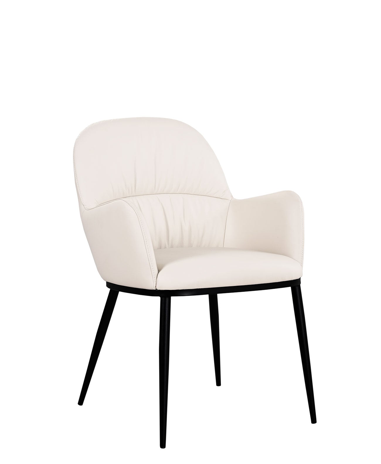 Leather Armchair in Frost - Durable black metal legs add stability - Durable black metal legs add stability