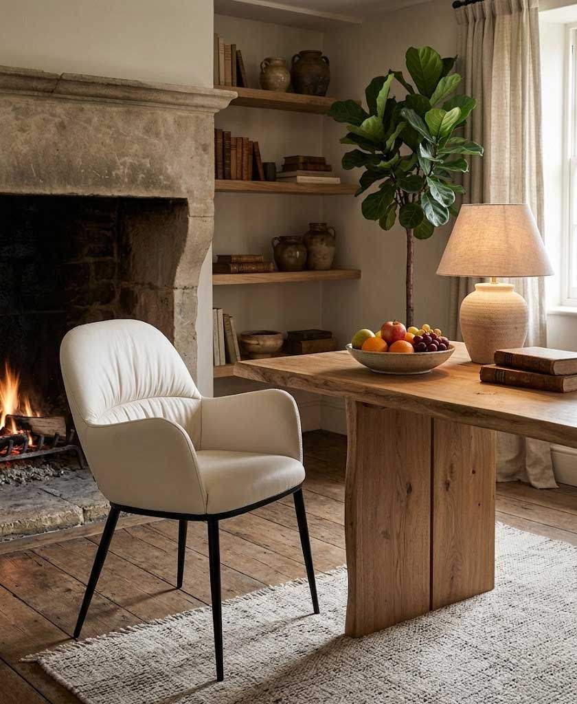 Leather Armchair in Frost - Durable black metal legs add stability - Durable black metal legs add stability