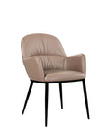 Leather Armchair in Mocha 300 - Features a durable steel frame, tufted backrest, and thick padded seat - Available as an armchair or armless