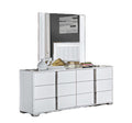 Comò Alice e Specchio in Bianco Lucido - Colore: Bianco Materiale: Impiallacciatura in legno Stile: Moderno Dimensioni: Comò: 65,3L x 18,9P x 34,2A Specchio: 39,3L x