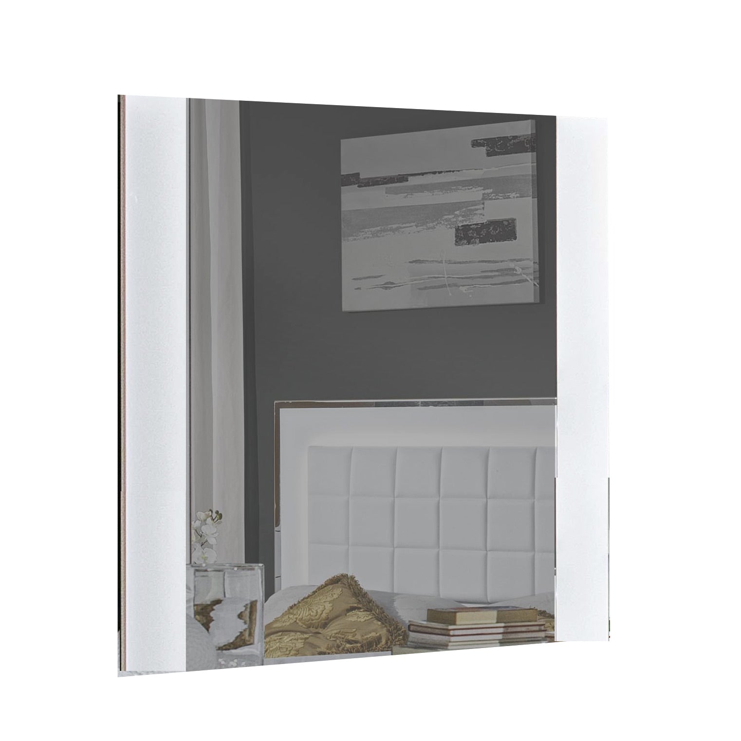 Comò Alice e Specchio in Bianco Lucido - Colore: Bianco Materiale: Impiallacciatura in legno Stile: Moderno Dimensioni: Comò: 65,3L x 18,9P x 34,2A Specchio: 39,3L x