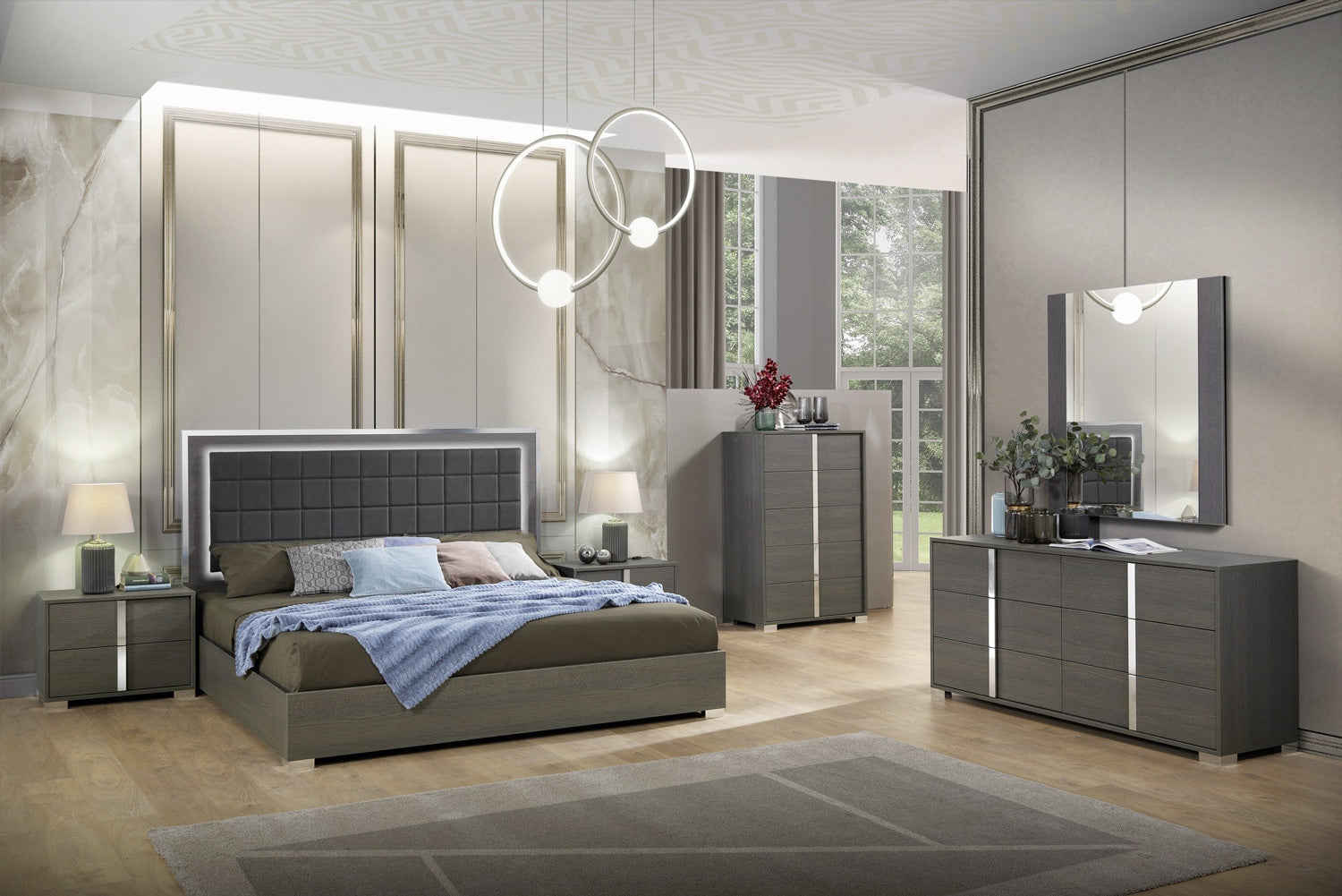 Cassettiera e Specchio Alice Grigio Opaco - Colore: Grigio Opaco Materiale: Legno Impiallacciato Stile: Moderno Dimensioni: Cassettiera: 65,3 L x 18,9 P x 34,2 A Specchio: