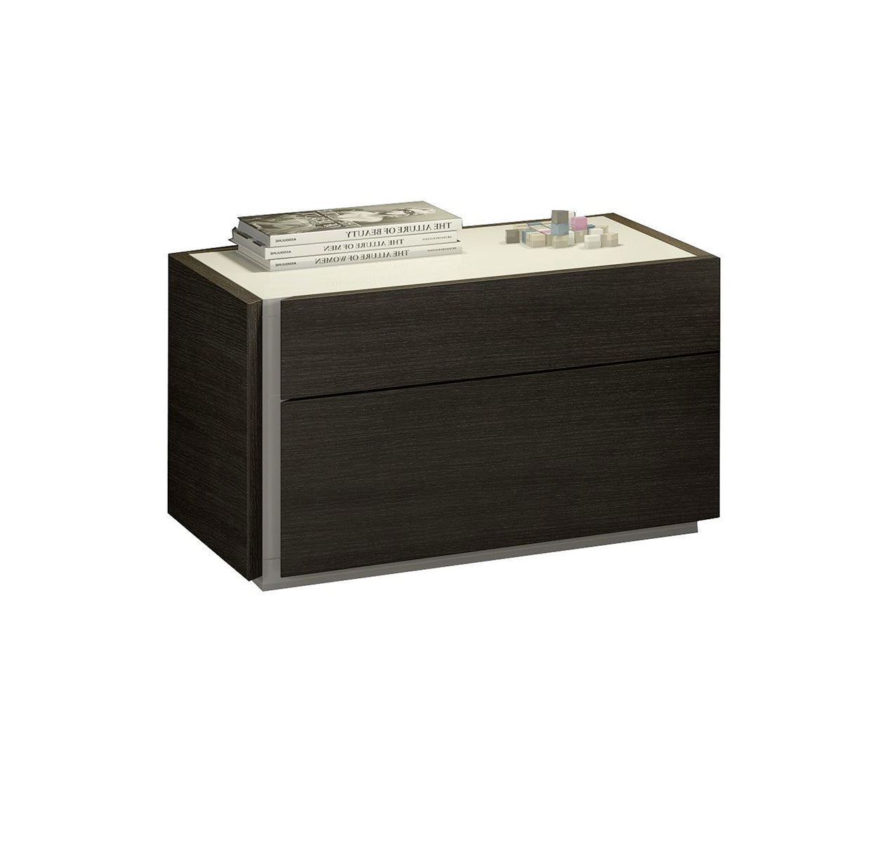 Nightstand in Wenge - Equipped with soft-closing tracks by Blum for smooth, quiet operation - Equipped with soft-closing tracks by Blum for