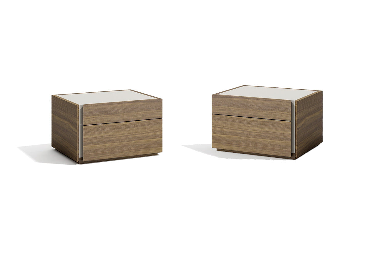 Nightstand in Walnut - Equipped with soft-closing tracks by Blum for smooth, quiet operation - Crafted from hand-selected woods, wood veneers,