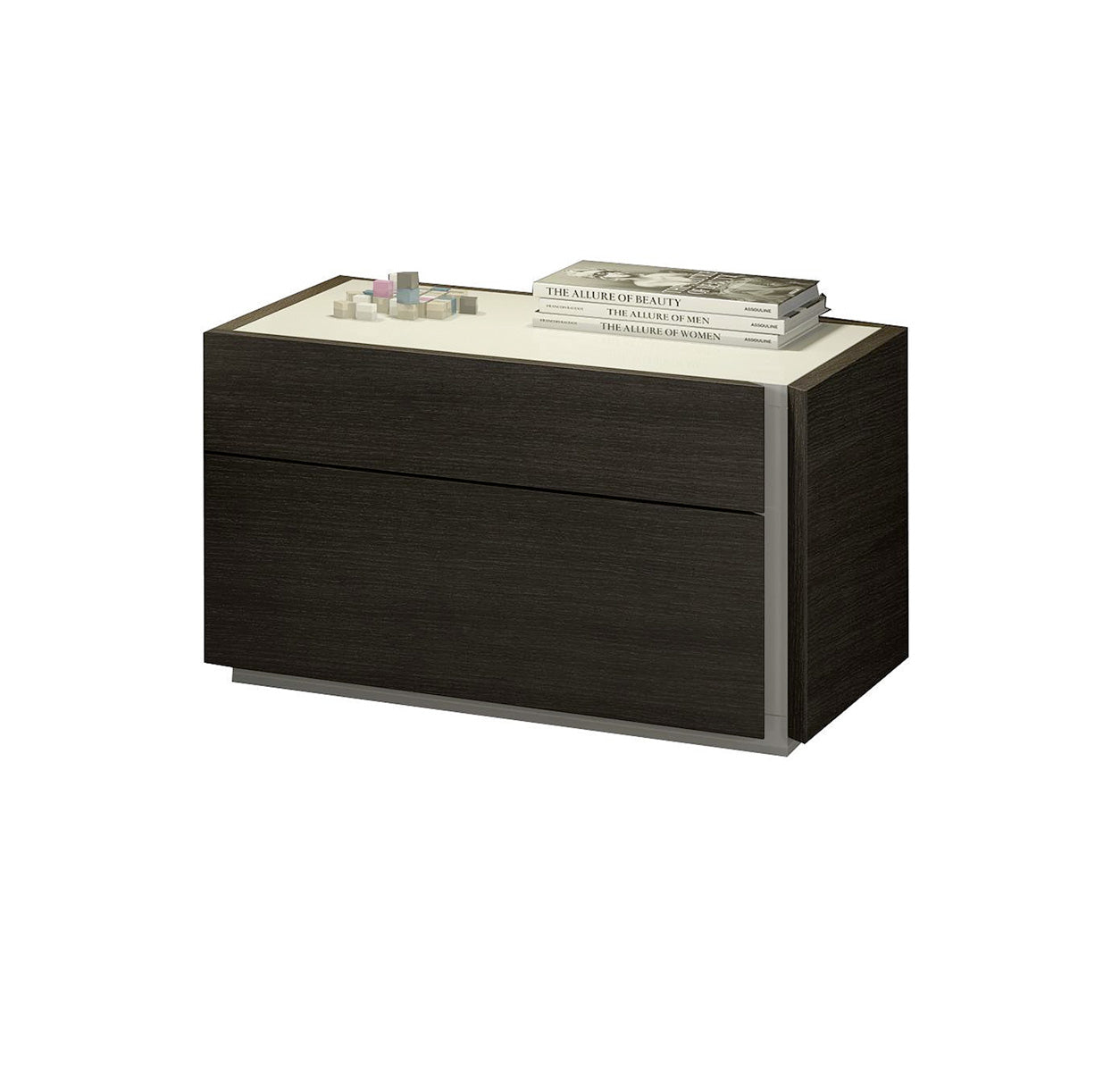 Nightstand in Wenge - Equipped with soft-closing tracks by Blum for smooth, quiet operation - Equipped with soft-closing tracks by Blum for