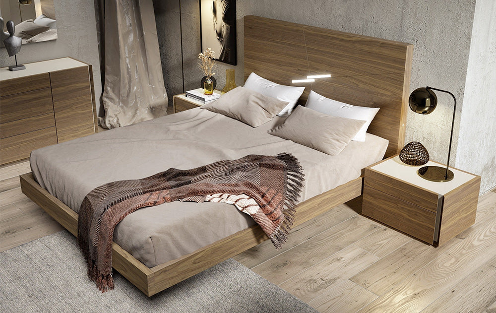 Nightstand in Walnut - Equipped with soft-closing tracks by Blum for smooth, quiet operation - Crafted from hand-selected woods, wood veneers,