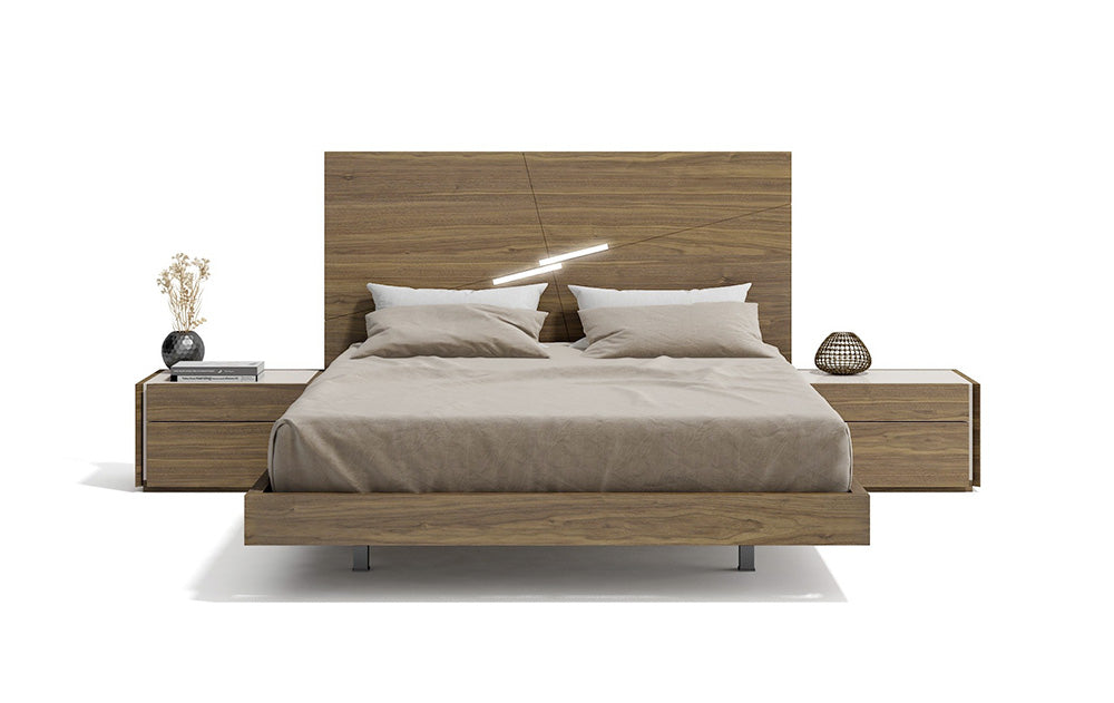 Nightstand in Walnut - Equipped with soft-closing tracks by Blum for smooth, quiet operation - Crafted from hand-selected woods, wood veneers,