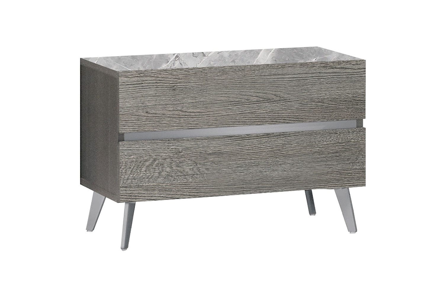 Comodino Victoria - I ripiani della cassettiera e del comò presentano un look in marmo grigio chiaro abbinato, creando un'estetica della camera da letto coerente